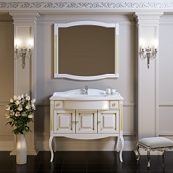 Opadiris Мебель для ванной Лаура 100 белая с бежевой патиной – фотография-2